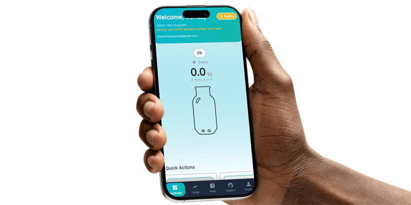 Customer tank level view in the app